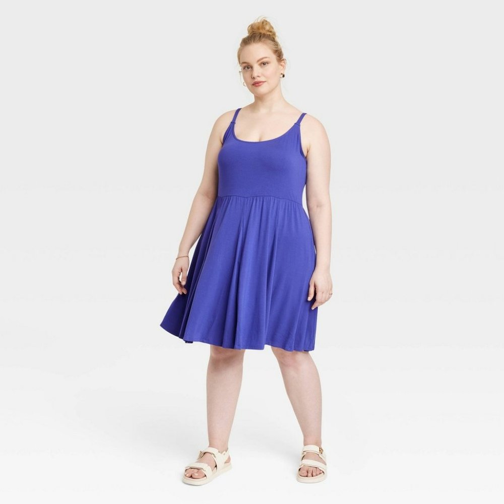 X Women's Flared Midi Skater Dress - Ava & Viv Blue 4X